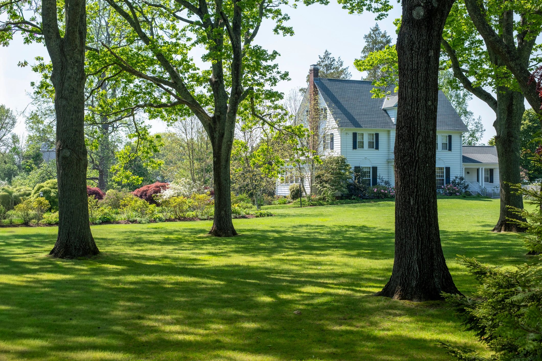 Large property with manicured lawn