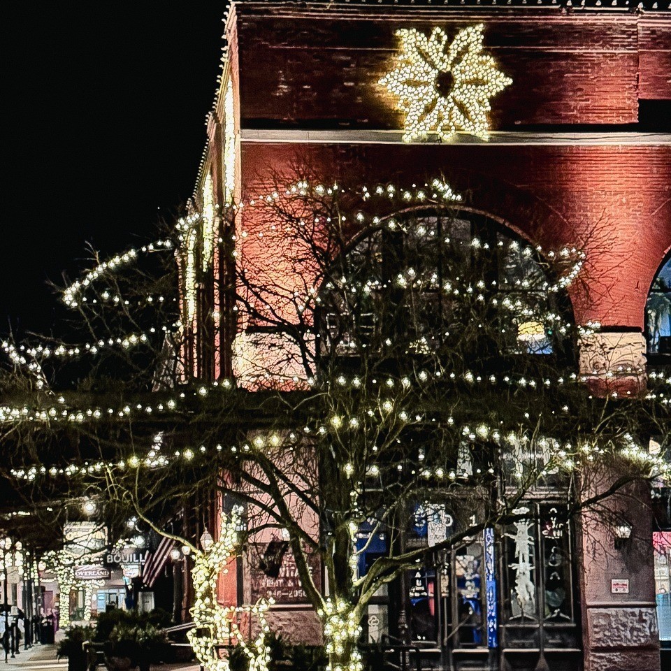Old Market in Omaha, Nebraska at Christmas time